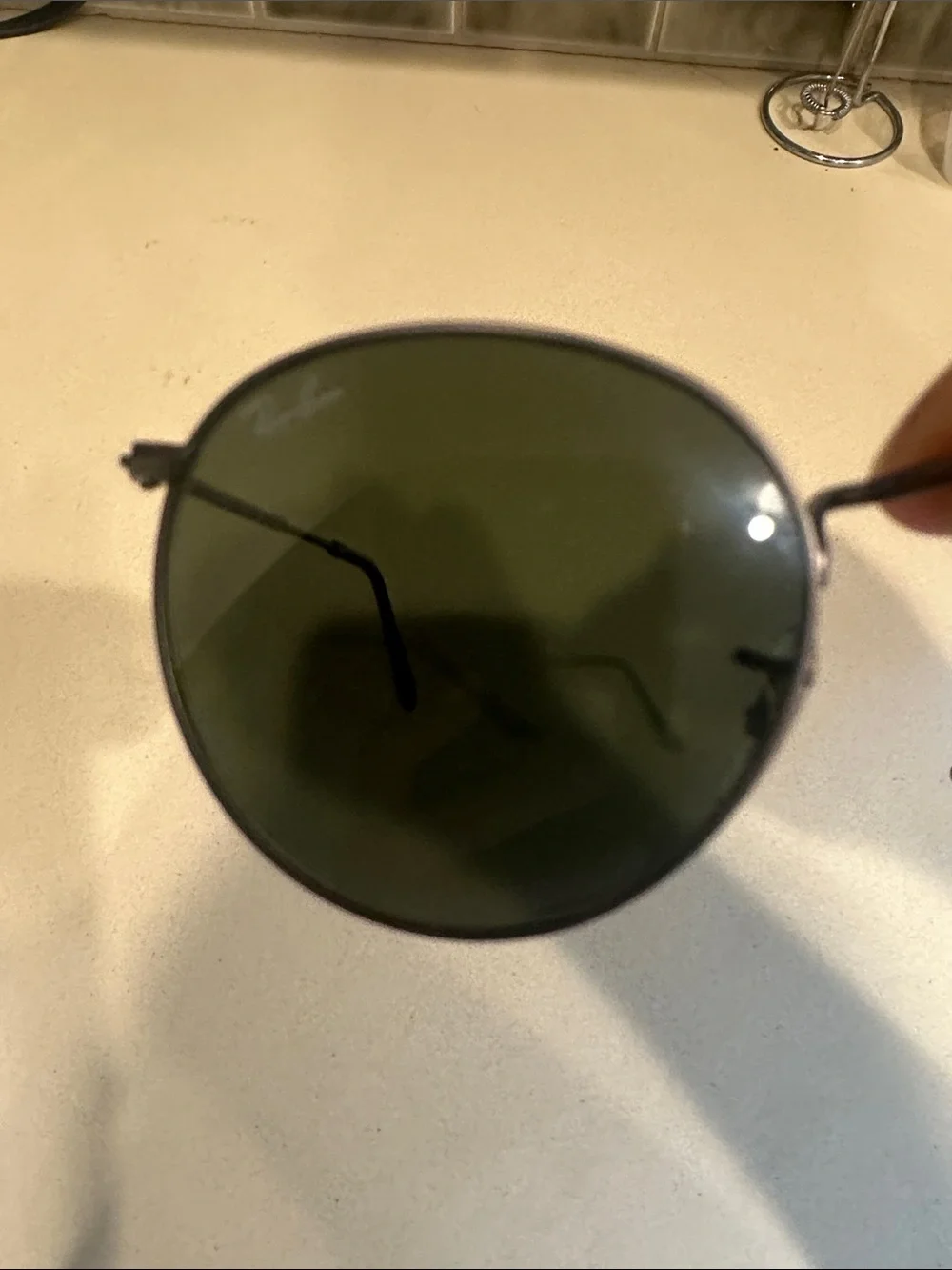 Ray-Ban Round Metal Sunglasses — Silver Frame with Green Lenses